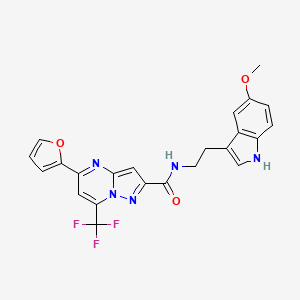 molecular formula C23H18F3N5O3 B10952654 5-(furan-2-yl)-N-[2-(5-methoxy-1H-indol-3-yl)ethyl]-7-(trifluoromethyl)pyrazolo[1,5-a]pyrimidine-2-carboxamide 