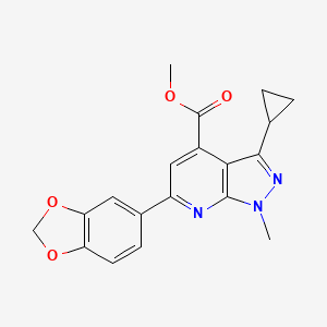 methyl 6-(1,3-benzodioxol-5-yl)-3-cyclopropyl-1-methyl-1H-pyrazolo[3,4-b]pyridine-4-carboxylate