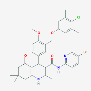 N-(5-bromopyridin-2-yl)-4-{3-[(4-chloro-3,5-dimethylphenoxy)methyl]-4-methoxyphenyl}-2,7,7-trimethyl-5-oxo-1,4,5,6,7,8-hexahydroquinoline-3-carboxamide