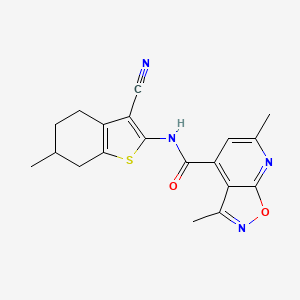 molecular formula C19H18N4O2S B10952721 N-(3-cyano-6-methyl-4,5,6,7-tetrahydro-1-benzothiophen-2-yl)-3,6-dimethyl[1,2]oxazolo[5,4-b]pyridine-4-carboxamide 