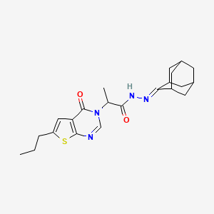 molecular formula C22H28N4O2S B10952777 2-(4-oxo-6-propylthieno[2,3-d]pyrimidin-3(4H)-yl)-N'-(tricyclo[3.3.1.1~3,7~]dec-2-ylidene)propanehydrazide 