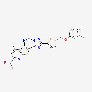 13-(difluoromethyl)-4-[5-[(3,4-dimethylphenoxy)methyl]furan-2-yl]-11-methyl-16-thia-3,5,6,8,14-pentazatetracyclo[7.7.0.02,6.010,15]hexadeca-1(9),2,4,7,10(15),11,13-heptaene