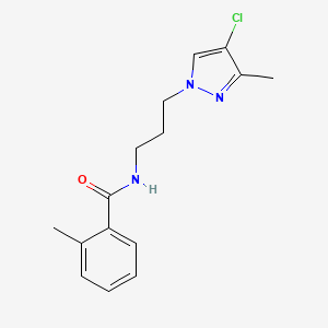 molecular formula C15H18ClN3O B10952802 N-[3-(4-chloro-3-methyl-1H-pyrazol-1-yl)propyl]-2-methylbenzamide 