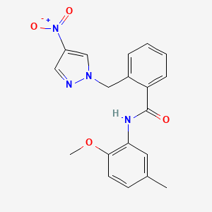 N-(2-methoxy-5-methylphenyl)-2-[(4-nitro-1H-pyrazol-1-yl)methyl]benzamide