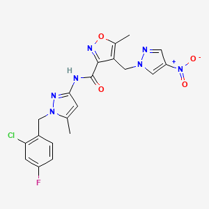 N-[1-(2-chloro-4-fluorobenzyl)-5-methyl-1H-pyrazol-3-yl]-5-methyl-4-[(4-nitro-1H-pyrazol-1-yl)methyl]-1,2-oxazole-3-carboxamide