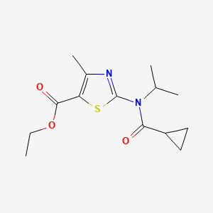 molecular formula C14H20N2O3S B10952820 Ethyl 2-[(cyclopropylcarbonyl)(propan-2-yl)amino]-4-methyl-1,3-thiazole-5-carboxylate 