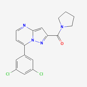 molecular formula C17H14Cl2N4O B10952839 [7-(3,5-Dichlorophenyl)pyrazolo[1,5-a]pyrimidin-2-yl](pyrrolidin-1-yl)methanone 