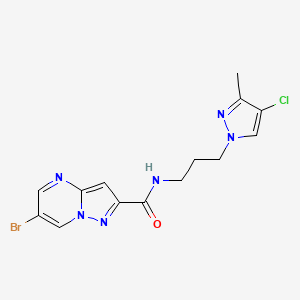 6-bromo-N-[3-(4-chloro-3-methyl-1H-pyrazol-1-yl)propyl]pyrazolo[1,5-a]pyrimidine-2-carboxamide