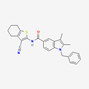 molecular formula C27H25N3OS B10952897 1-benzyl-N-(3-cyano-4,5,6,7-tetrahydro-1-benzothiophen-2-yl)-2,3-dimethyl-1H-indole-5-carboxamide 