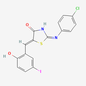 (5Z)-2-(4-chloroanilino)-5-[(2-hydroxy-5-iodophenyl)methylidene]-1,3-thiazol-4-one