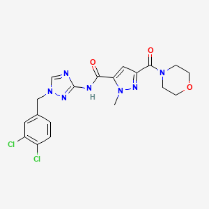 molecular formula C19H19Cl2N7O3 B10952917 N-[1-(3,4-dichlorobenzyl)-1H-1,2,4-triazol-3-yl]-1-methyl-3-(morpholin-4-ylcarbonyl)-1H-pyrazole-5-carboxamide 