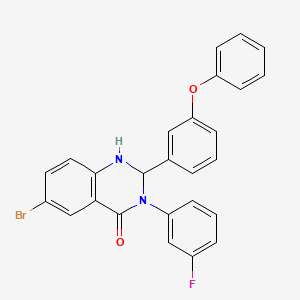 molecular formula C26H18BrFN2O2 B10952938 6-bromo-3-(3-fluorophenyl)-2-(3-phenoxyphenyl)-2,3-dihydroquinazolin-4(1H)-one 