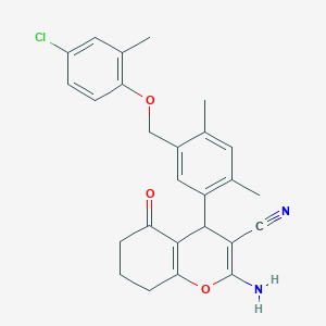 2-amino-4-{5-[(4-chloro-2-methylphenoxy)methyl]-2,4-dimethylphenyl}-5-oxo-5,6,7,8-tetrahydro-4H-chromene-3-carbonitrile