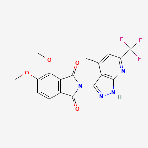 molecular formula C18H13F3N4O4 B10952953 4,5-dimethoxy-2-[4-methyl-6-(trifluoromethyl)-1H-pyrazolo[3,4-b]pyridin-3-yl]-1H-isoindole-1,3(2H)-dione 