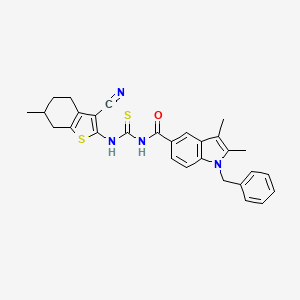 1-benzyl-N-[(3-cyano-6-methyl-4,5,6,7-tetrahydro-1-benzothiophen-2-yl)carbamothioyl]-2,3-dimethyl-1H-indole-5-carboxamide