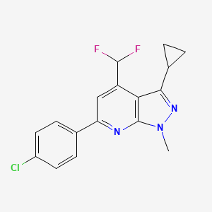 molecular formula C17H14ClF2N3 B10952991 6-(4-chlorophenyl)-3-cyclopropyl-4-(difluoromethyl)-1-methyl-1H-pyrazolo[3,4-b]pyridine 