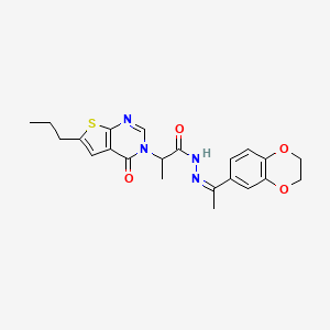 molecular formula C22H24N4O4S B10953045 N'-[(1Z)-1-(2,3-dihydro-1,4-benzodioxin-6-yl)ethylidene]-2-(4-oxo-6-propylthieno[2,3-d]pyrimidin-3(4H)-yl)propanehydrazide 