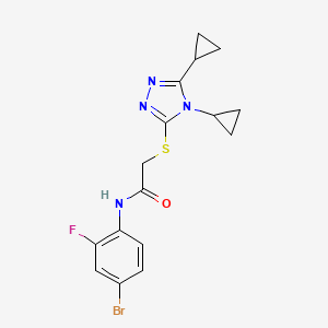 molecular formula C16H16BrFN4OS B10953056 N-(4-bromo-2-fluorophenyl)-2-[(4,5-dicyclopropyl-4H-1,2,4-triazol-3-yl)sulfanyl]acetamide 