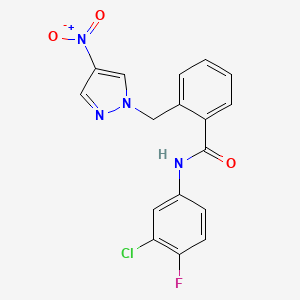 N-(3-chloro-4-fluorophenyl)-2-[(4-nitro-1H-pyrazol-1-yl)methyl]benzamide