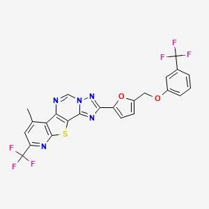 molecular formula C24H13F6N5O2S B10953088 11-methyl-13-(trifluoromethyl)-4-[5-[[3-(trifluoromethyl)phenoxy]methyl]furan-2-yl]-16-thia-3,5,6,8,14-pentazatetracyclo[7.7.0.02,6.010,15]hexadeca-1(9),2,4,7,10(15),11,13-heptaene 