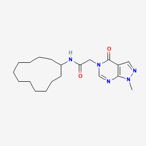 molecular formula C20H31N5O2 B10953102 N-cyclododecyl-2-(1-methyl-4-oxo-1,4-dihydro-5H-pyrazolo[3,4-d]pyrimidin-5-yl)acetamide 