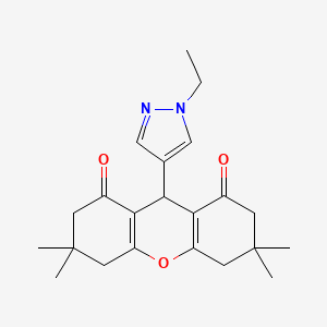 molecular formula C22H28N2O3 B10953133 9-(1-ethyl-1H-pyrazol-4-yl)-3,3,6,6-tetramethyl-3,4,5,6,7,9-hexahydro-1H-xanthene-1,8(2H)-dione 