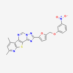 11,13-dimethyl-4-[5-[(3-nitrophenoxy)methyl]furan-2-yl]-16-thia-3,5,6,8,14-pentazatetracyclo[7.7.0.02,6.010,15]hexadeca-1(9),2,4,7,10(15),11,13-heptaene