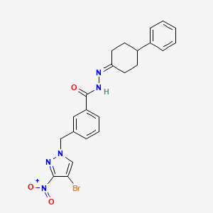 3-[(4-bromo-3-nitro-1H-pyrazol-1-yl)methyl]-N'-(4-phenylcyclohexylidene)benzohydrazide