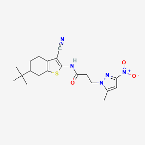 N-(6-tert-butyl-3-cyano-4,5,6,7-tetrahydro-1-benzothiophen-2-yl)-3-(5-methyl-3-nitro-1H-pyrazol-1-yl)propanamide