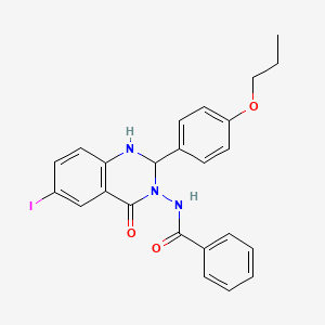 molecular formula C24H22IN3O3 B10953179 N-[6-iodo-4-oxo-2-(4-propoxyphenyl)-1,4-dihydroquinazolin-3(2H)-yl]benzamide 