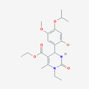 molecular formula C20H27BrN2O5 B10953204 Ethyl 4-[2-bromo-5-methoxy-4-(propan-2-yloxy)phenyl]-1-ethyl-6-methyl-2-oxo-1,2,3,4-tetrahydropyrimidine-5-carboxylate 