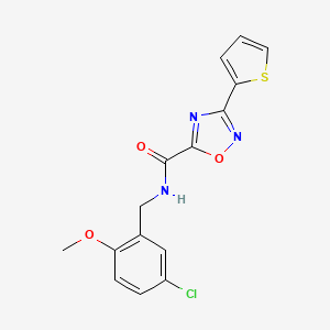 molecular formula C15H12ClN3O3S B10953238 N-(5-chloro-2-methoxybenzyl)-3-(thiophen-2-yl)-1,2,4-oxadiazole-5-carboxamide 