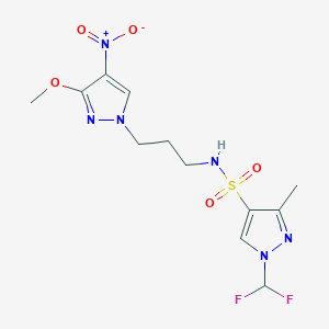 molecular formula C12H16F2N6O5S B10953240 1-(difluoromethyl)-N-[3-(3-methoxy-4-nitro-1H-pyrazol-1-yl)propyl]-3-methyl-1H-pyrazole-4-sulfonamide 