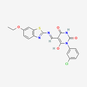 (5Z)-3-(3-chlorophenyl)-5-{[(6-ethoxy-1,3-benzothiazol-2-yl)amino]methylidene}-6-hydroxypyrimidine-2,4(3H,5H)-dione