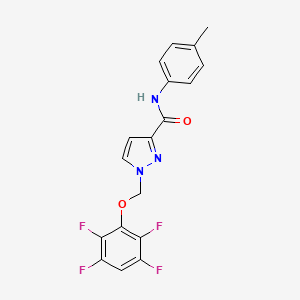 molecular formula C18H13F4N3O2 B10953280 N-(4-methylphenyl)-1-[(2,3,5,6-tetrafluorophenoxy)methyl]-1H-pyrazole-3-carboxamide 