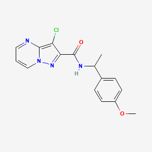 molecular formula C16H15ClN4O2 B10953281 3-chloro-N-[1-(4-methoxyphenyl)ethyl]pyrazolo[1,5-a]pyrimidine-2-carboxamide 