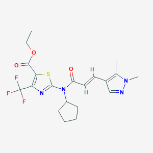 ethyl 2-{cyclopentyl[(2E)-3-(1,5-dimethyl-1H-pyrazol-4-yl)prop-2-enoyl]amino}-4-(trifluoromethyl)-1,3-thiazole-5-carboxylate