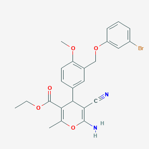 molecular formula C24H23BrN2O5 B10953341 ethyl 6-amino-4-{3-[(3-bromophenoxy)methyl]-4-methoxyphenyl}-5-cyano-2-methyl-4H-pyran-3-carboxylate 