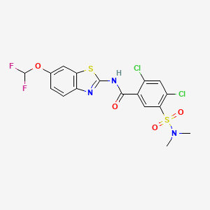 2,4-dichloro-N-[6-(difluoromethoxy)-1,3-benzothiazol-2-yl]-5-(dimethylsulfamoyl)benzamide