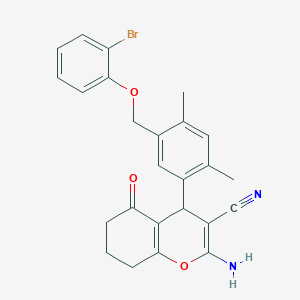 2-amino-4-{5-[(2-bromophenoxy)methyl]-2,4-dimethylphenyl}-5-oxo-5,6,7,8-tetrahydro-4H-chromene-3-carbonitrile