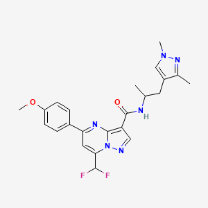 molecular formula C23H24F2N6O2 B10953378 7-(difluoromethyl)-N-[1-(1,3-dimethyl-1H-pyrazol-4-yl)propan-2-yl]-5-(4-methoxyphenyl)pyrazolo[1,5-a]pyrimidine-3-carboxamide 