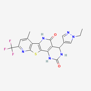 6-(1-ethylpyrazol-4-yl)-12-methyl-14-(trifluoromethyl)-17-thia-3,5,9,15-tetrazatetracyclo[8.7.0.02,7.011,16]heptadeca-1(10),2(7),11(16),12,14-pentaene-4,8-dione