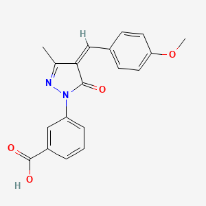 molecular formula C19H16N2O4 B10953397 3-[(4Z)-4-(4-methoxybenzylidene)-3-methyl-5-oxo-4,5-dihydro-1H-pyrazol-1-yl]benzoic acid 