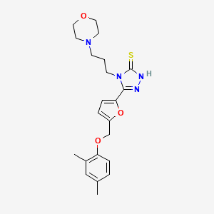 molecular formula C22H28N4O3S B10953412 5-{5-[(2,4-dimethylphenoxy)methyl]furan-2-yl}-4-[3-(morpholin-4-yl)propyl]-4H-1,2,4-triazole-3-thiol 