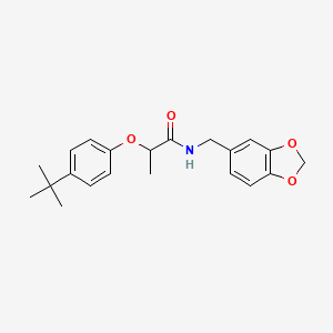 molecular formula C21H25NO4 B10953426 N-(1,3-benzodioxol-5-ylmethyl)-2-(4-tert-butylphenoxy)propanamide 