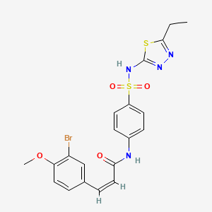 molecular formula C20H19BrN4O4S2 B10953432 (2Z)-3-(3-bromo-4-methoxyphenyl)-N-{4-[(5-ethyl-1,3,4-thiadiazol-2-yl)sulfamoyl]phenyl}prop-2-enamide 