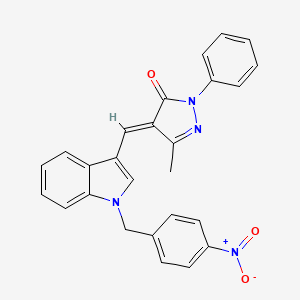 (4E)-5-methyl-4-{[1-(4-nitrobenzyl)-1H-indol-3-yl]methylidene}-2-phenyl-2,4-dihydro-3H-pyrazol-3-one