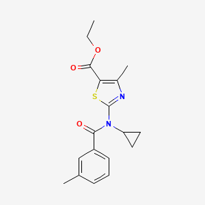 molecular formula C18H20N2O3S B10953486 Ethyl 2-{cyclopropyl[(3-methylphenyl)carbonyl]amino}-4-methyl-1,3-thiazole-5-carboxylate 