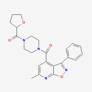 molecular formula C23H24N4O4 B10953540 (6-Methyl-3-phenyl[1,2]oxazolo[5,4-b]pyridin-4-yl)[4-(tetrahydrofuran-2-ylcarbonyl)piperazin-1-yl]methanone 