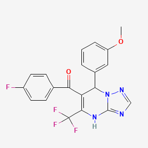 molecular formula C20H14F4N4O2 B10953560 (4-Fluorophenyl)[7-(3-methoxyphenyl)-5-(trifluoromethyl)-4,7-dihydro[1,2,4]triazolo[1,5-a]pyrimidin-6-yl]methanone 